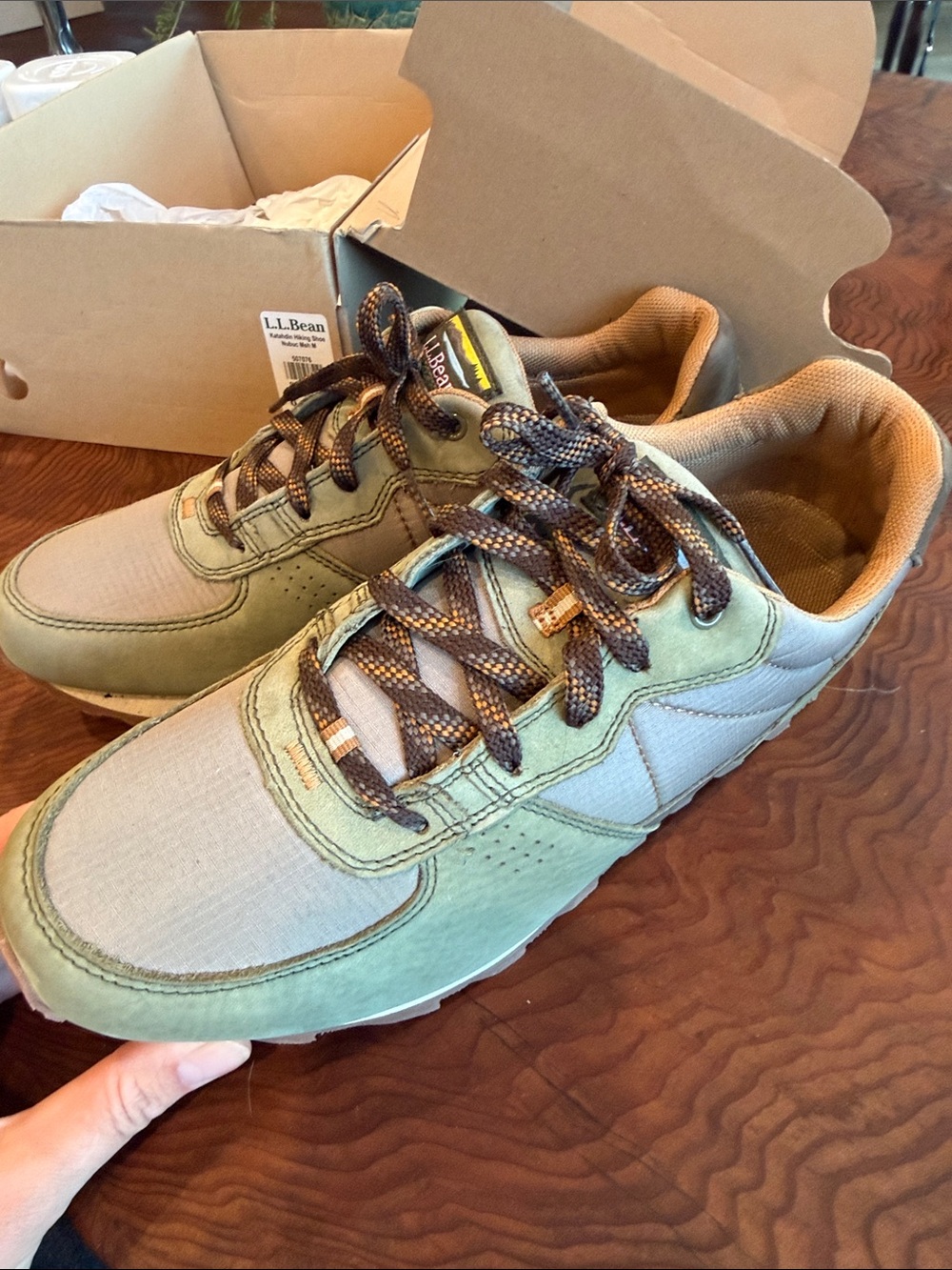 L.L. Bean Men’s Katahdin Hiking Shoes - Dark Olive & Dark Cement